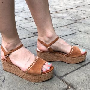 Cole Haan brown suede 2.5” platform sandals sz 9.5